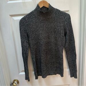Saks Fifth Avenue Cashmere Gray Ribbed Sweater turtleneck S Small